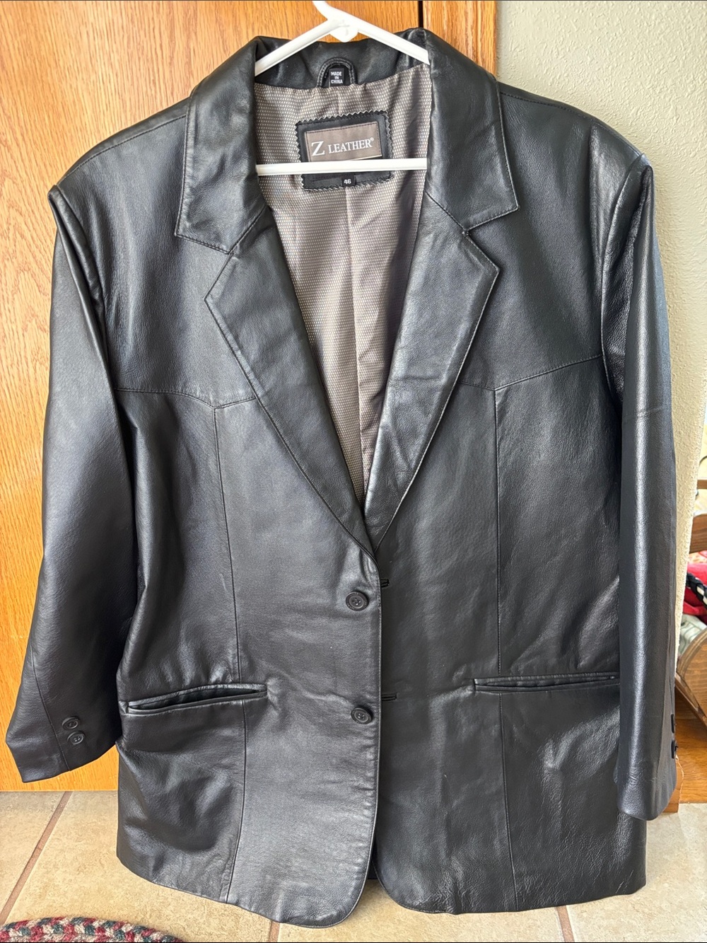 VTG Men’s Black Leather Blazer Jacket